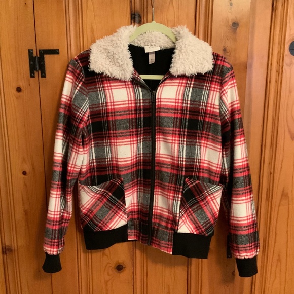 Knox Rose Jackets & Blazers - Plaid Jacket With Faux Fur Collar